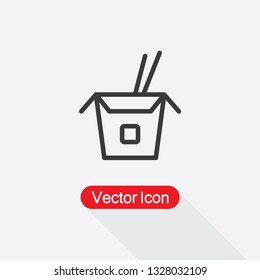 Noodles Box With Chopsticks Icon Vector Illustration Eps10