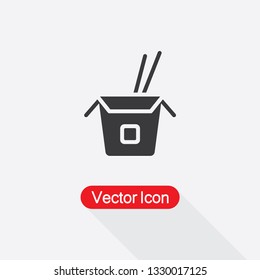 Noodles Box With Chopsticks Icon Vector Illustration Eps10