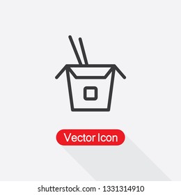 Noodles Box With Chopsticks Icon Vector Illustration Eps10