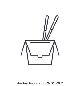 Noodles in a box line icon concept. Noodles in a box vector linear illustration, symbol, sign