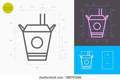 noodles box line icon (golden section)