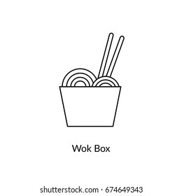 Noodles Box Linear  Icon, Vector Illustration