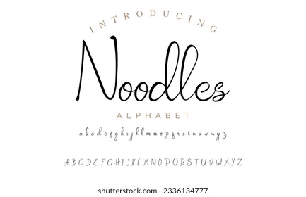 Noodles calligraphy script. Vector alphabet.