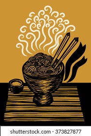 noodles and chopsticks