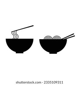 Noodles with chopsticks icon. noodles or ramen or udon for Logo or Menu Background Decoration