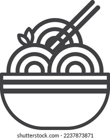 noodles and chopsticks illustration in minimal style isolated on background