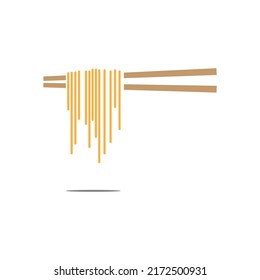 noodles with chopsticks, vector logo icon