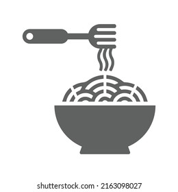 Noodles , Chow mein icon. Gray vector graphics.