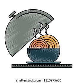 Noodles in dish dome scribble