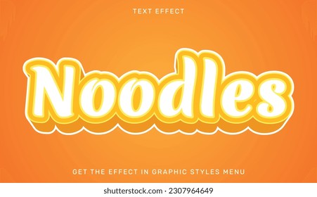 Noodles editable text effect in 3d style. Suitable for brand or business logo