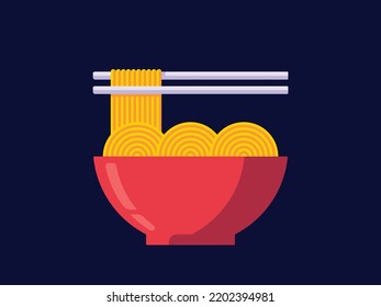 Noodles Fast Food Vector Flat Icon Illustration