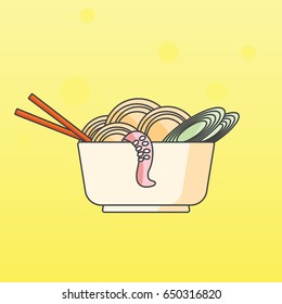 Noodles, fast food, vector illustration