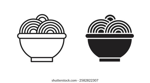 Noodles filled and outlined icons vectors on white background