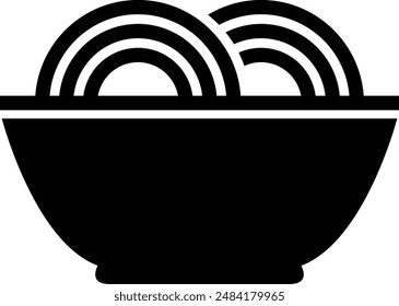 Noodles flat black vector icon.