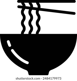 Noodles flat black vector icon.