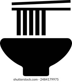 Noodles flat black vector icon.