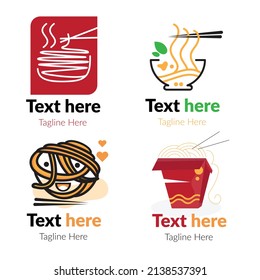 Noodles Food and restaurent logo set vector illustration with dummy text on white background.