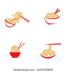 Noodles food sign symbol illustration design template