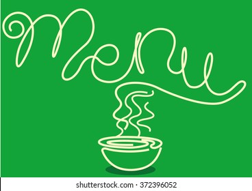 Noodles forming the word 'Menu'