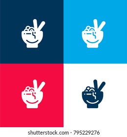 Noodles four color material and minimal icon logo set in red and blue