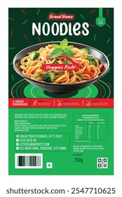 Noodles horizontal packet, fast food packaging design