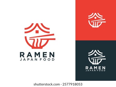 noodles with house logo. asian food restaurant japanese vector design concept