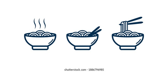 Noodles Icon with Chopsticks. Noodles or Ramen for Logo or Menu Background Decoration