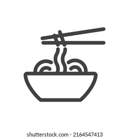 Noodles icon with chopsticks, vector. 