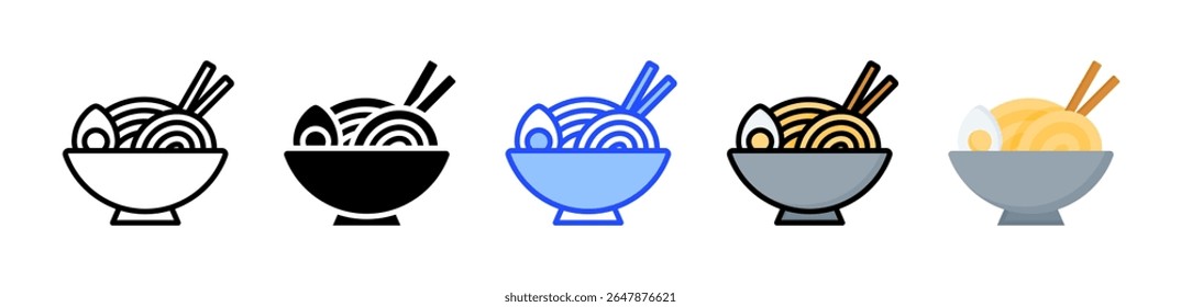 Coleção de Ícones de Macarrão com Vários Estilos