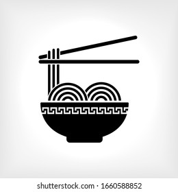 Noodles Icon. Instant Food Symbol. Asian Cuisine Sign. Logo Component - Vector.