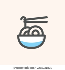 noodles icon, isolated fast food colored outline icon in light blue background, perfect for website, blog, logo, graphic design, social media, UI, mobile app