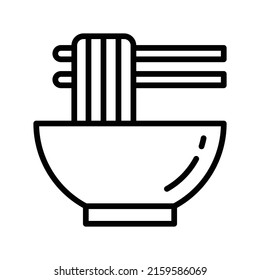 Noodles Icon. Line Art Style Design Isolated On White Background