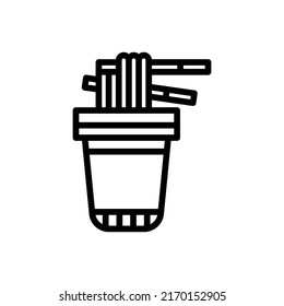 Noodles Icon. Line Art Style Design Isolated On White Background