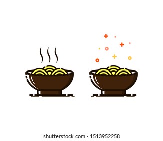 Noodles Icon in MBE Style. Noodles or Ramen for Logo or Menu Background Decoration