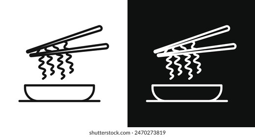 Noodles icon pack. Chinese spaghetti symbol. Korean jajangmyeon noodles vector sign.