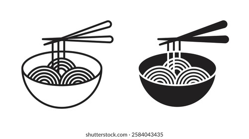 Noodles icon set in thin line. vector illustrations for web