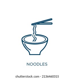 noodles icon. Thin linear noodles outline icon isolated on white background. Line vector noodles sign, symbol for web and mobile
