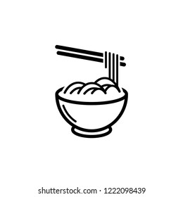 Noodles Icon Vector in Flat & Thin Line Art Style . Asian Food Sign and Symbol on White Isolated Background. EPS 10.