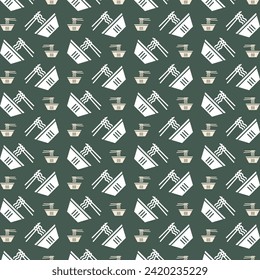 Icono de fideos Vector Ilustración repetición de moda lindo patrón colorido fondo verde