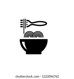 Noodles Icon Vector Illustration Sign Symbol in White Isolated. Design on Flat & Glyph Style. EPS 10.