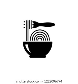 Noodles Icon Vector Illustration Sign Symbol in White Isolated. Design on Flat & Glyph Style. EPS 10.