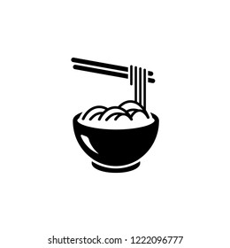 Noodles Icon Vector Illustration Sign Symbol in White Isolated. Design on Flat & Glyph Style. EPS 10.