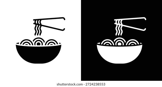Concepto de Vector plano de iconos de fideos. Ilustraciones en blanco y negro