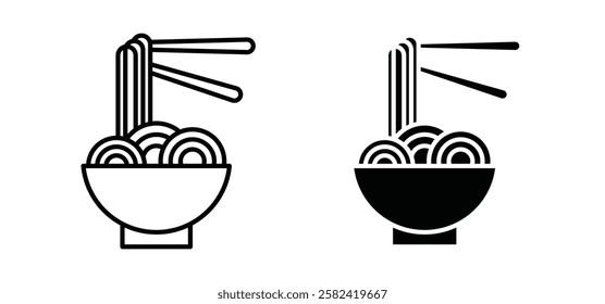 Noodles icons pack vectors in black flat and strokes