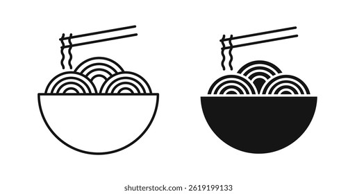 Noodles icons set in black colors on white background