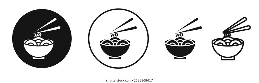 Noodles icons set in solid black and stroke line style