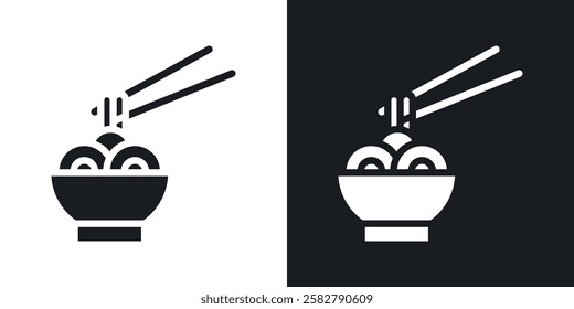 Noodles icons set vectors black and colored style