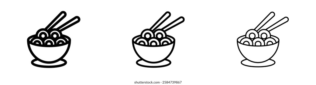 Noodles icons in three different stroke lines