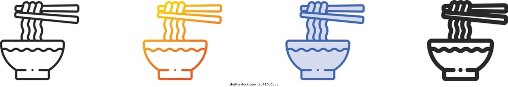 noodles icon.Thin Linear, Gradient, Blue Stroke and bold Style Design Isolated On White Background