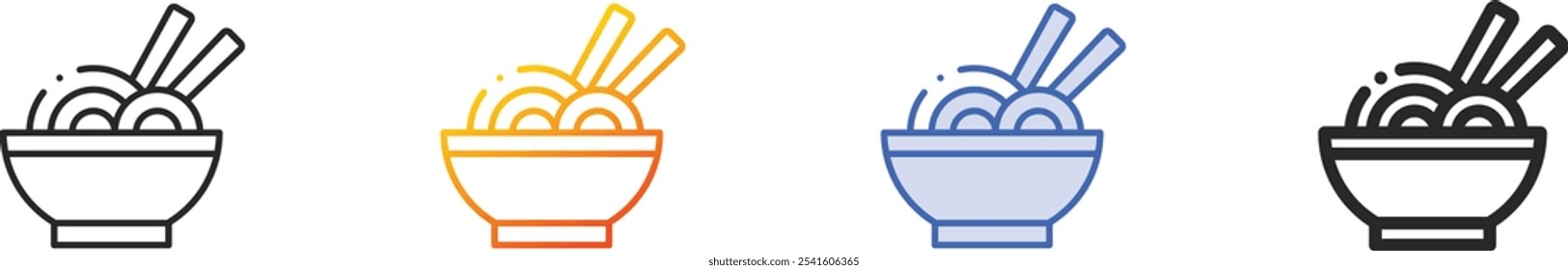 noodles icon.Thin Linear, Gradient, Blue Stroke and bold Style Design Isolated On White Background